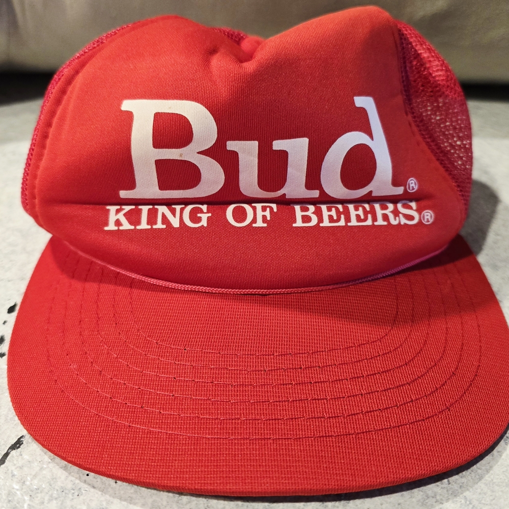 Vintage 1990s Budweiser Red Trucker Hat